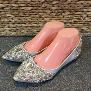Elegant Silver Embellished Flats
